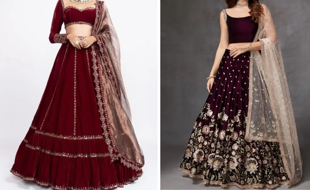 Velvet Lehenga one of the best warm dress